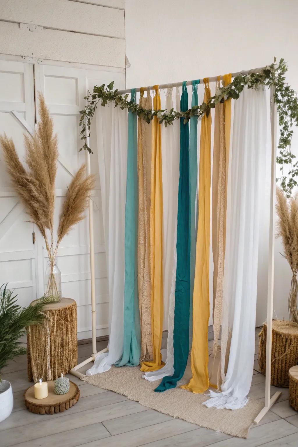 Capture the moment with a stunning DIY photo booth backdrop that blends Scandinavian simplicity with Boho charm.