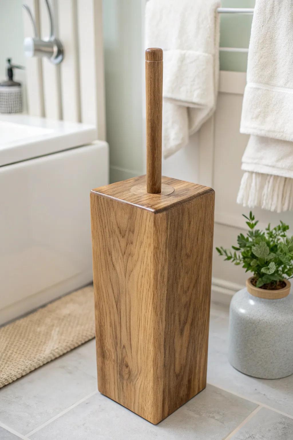 Transform your bathroom with this chic DIY wooden block holder—an elegant blend of rustic charm and minimalist style.