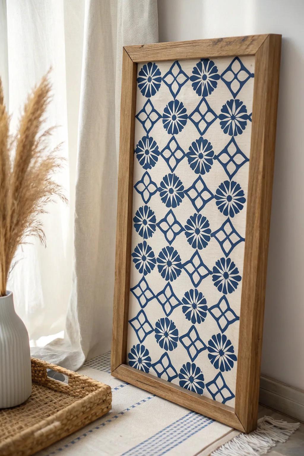 Stenciled wallpaper look: paint your own pattern in soft hues—big style for tiny rooms.
