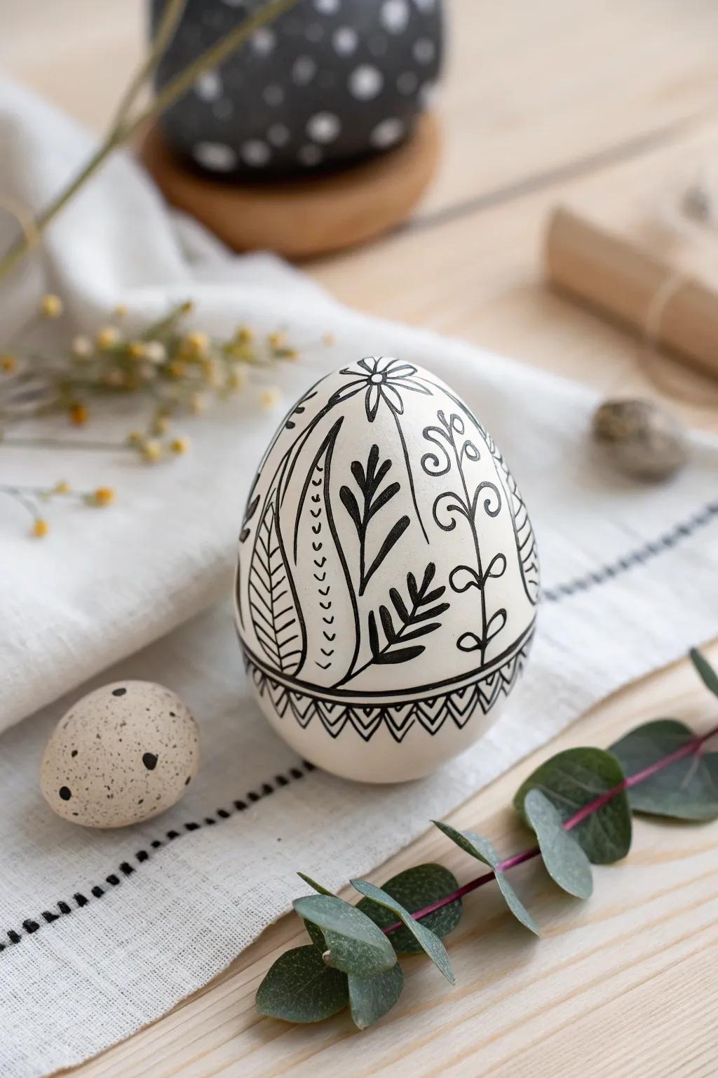Whimsical elegance: Elevate your Easter table with minimalistic doodles and line art.