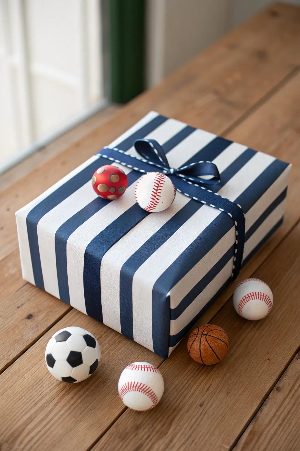 Score a win in gift-giving with sporty stripes! Perfect for the sports-loving dad.