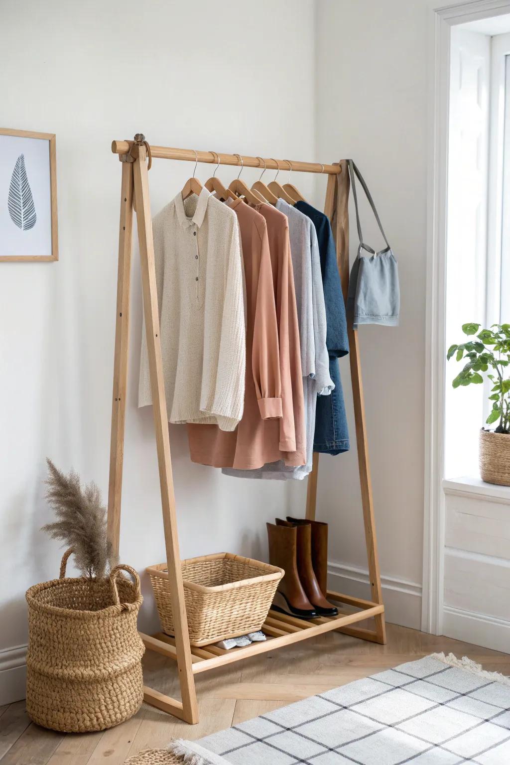 Color-sort your closet by families for instant outfit combos—and a styled look all week.