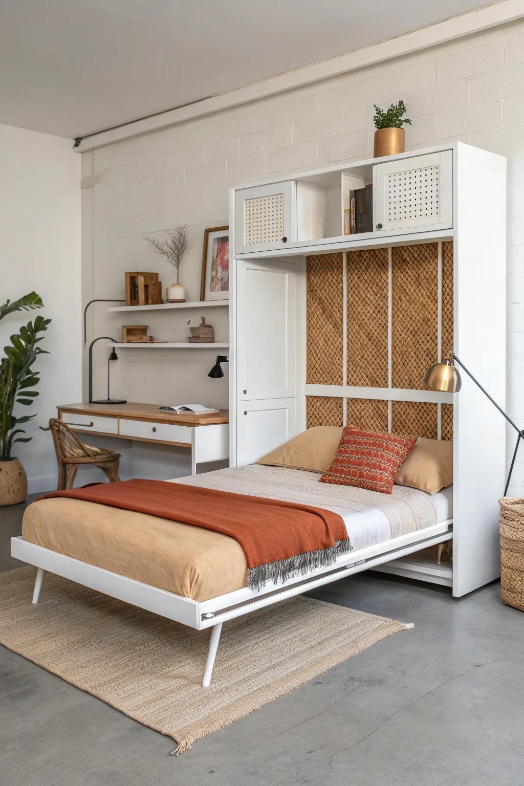 Desk-to-bed brilliance: a sleek Murphy unit that flips your home office into a cozy sleep nook.