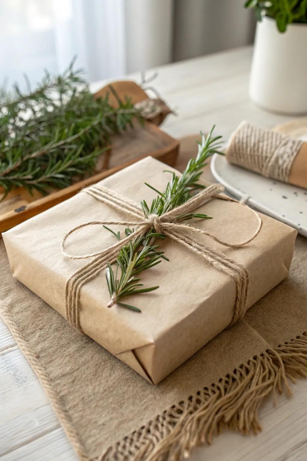 Embrace the beauty of simplicity with rustic gift wrapping - a perfect blend of minimalist charm and natural elegance.