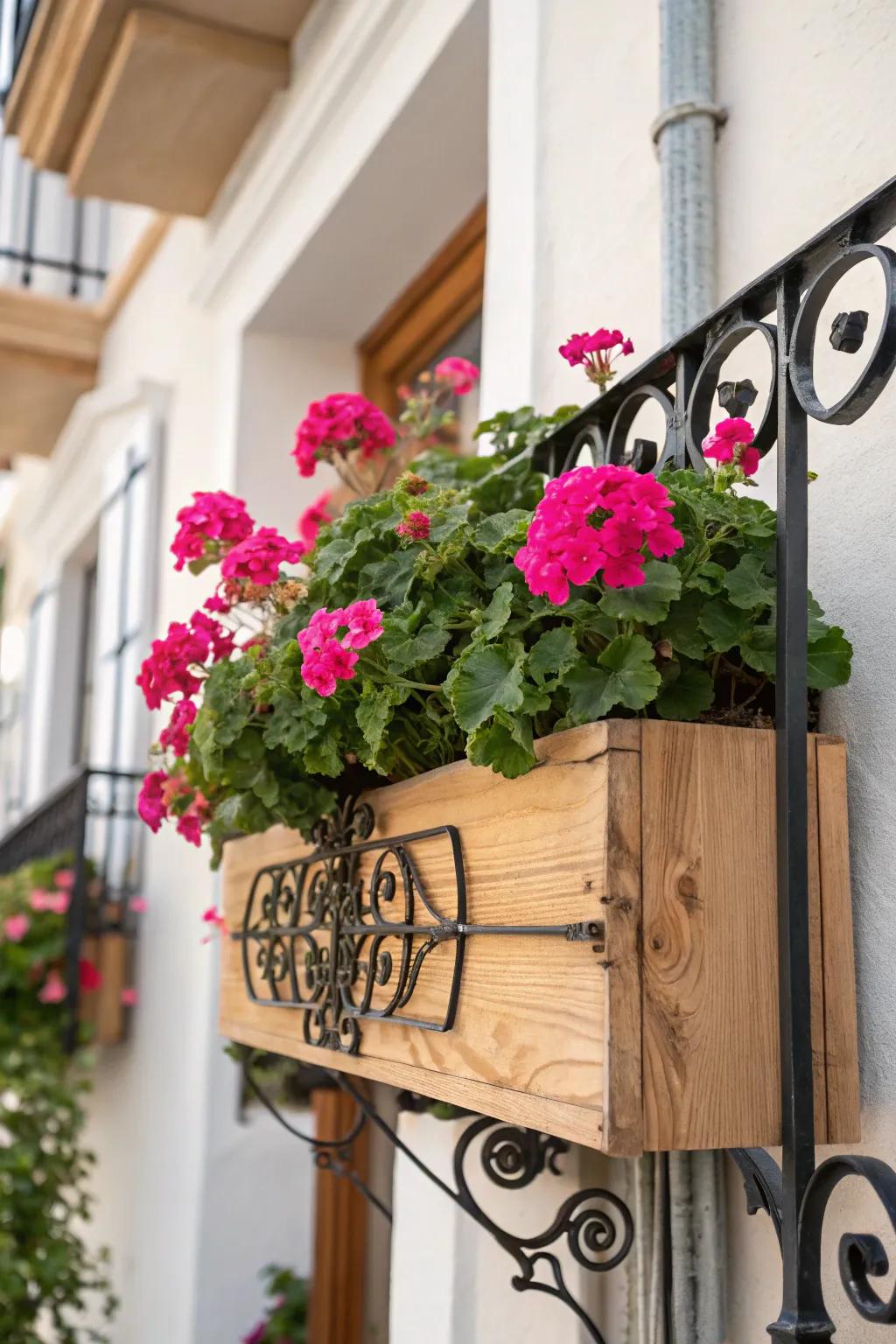 Go all-in on fuchsia blooms—one Juliet balcony flower box that looks styled from every angle.