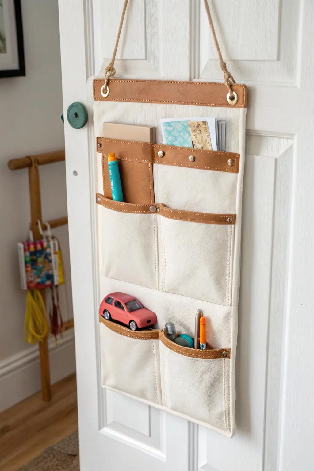 Over-the-door pockets: instant kids’ storage that keeps tiny treasures off the floor.