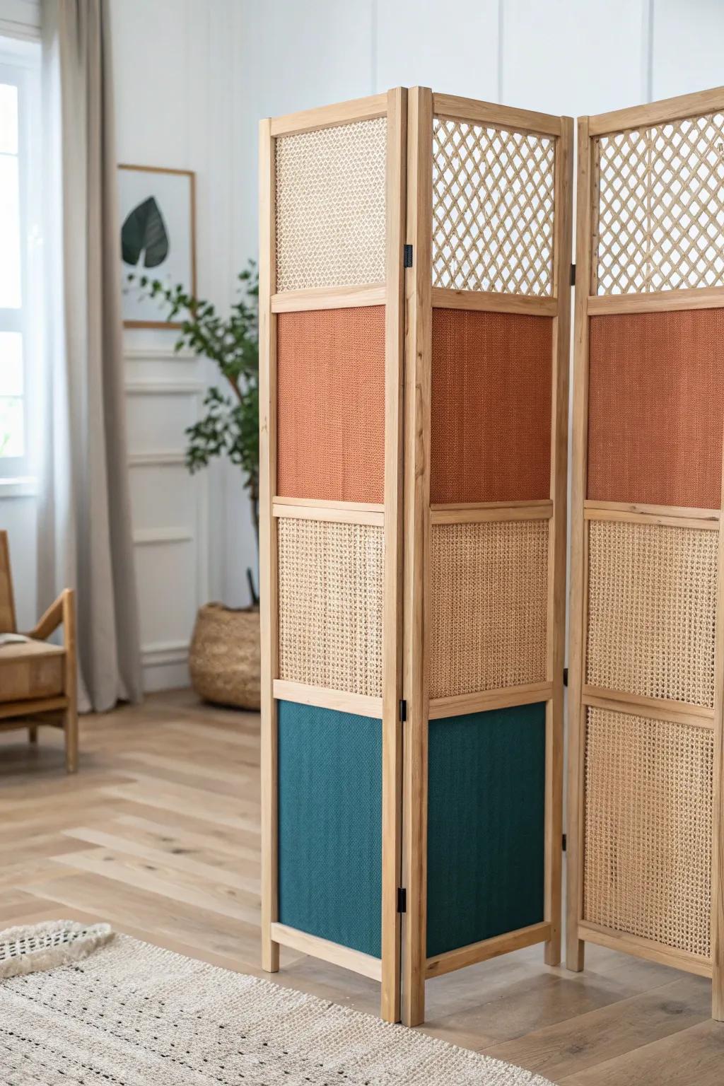 A chic folding screen creates flexible, cozy privacy in a kids’ room—no permanent changes.