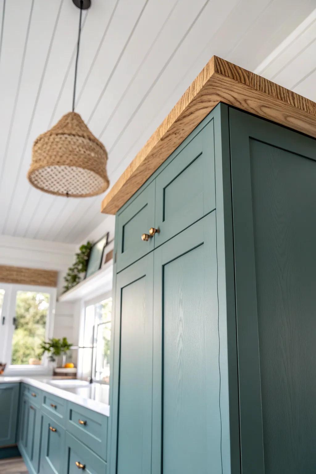 Add a flat painted filler panel to cover the cabinet gap for a custom look—totally rental-friendly.