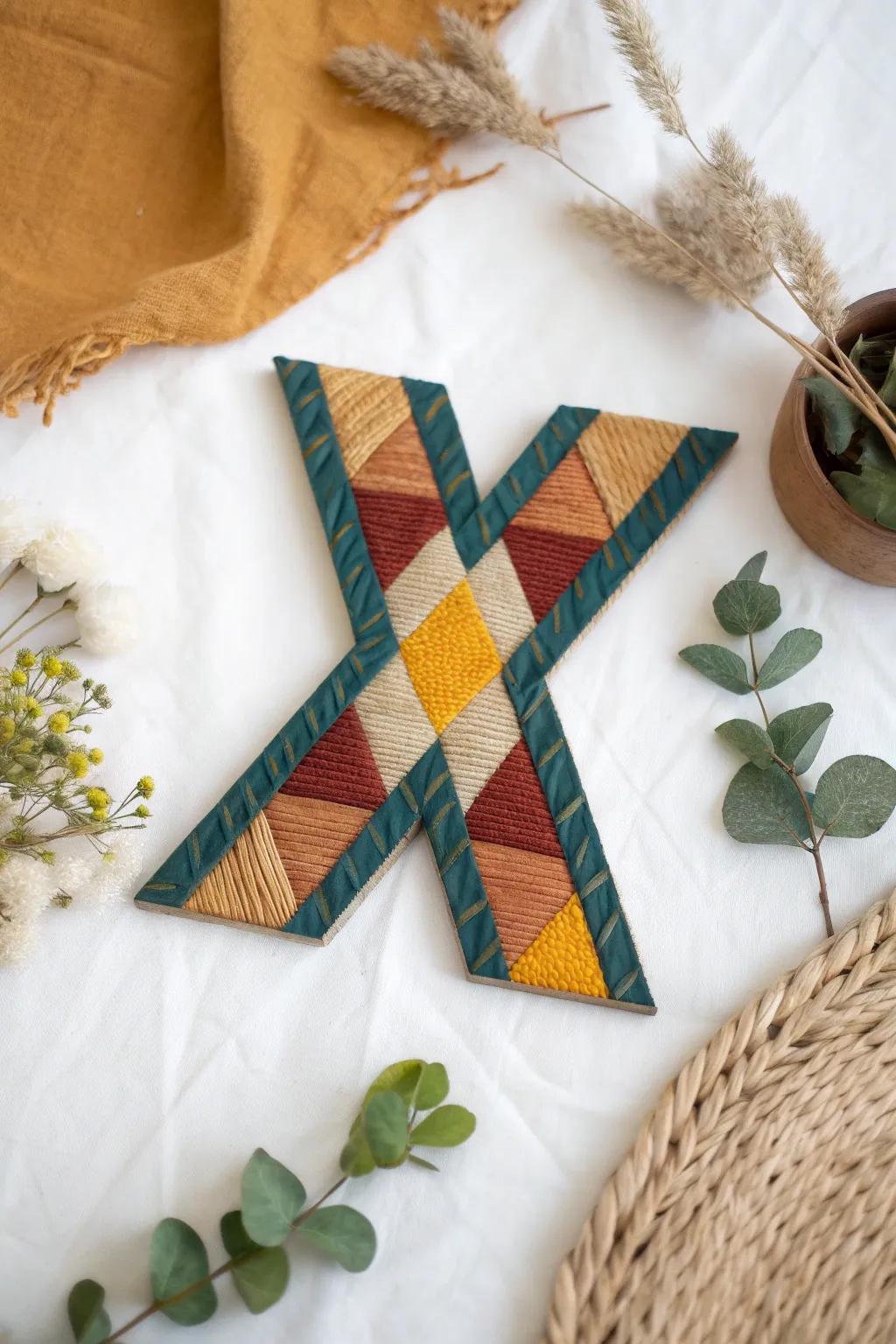 Discover the art of simplicity with this bold and beautiful 'X' collage. Perfect for craft enthusiasts with a love for Scandinavian minimalism and Boho flair.