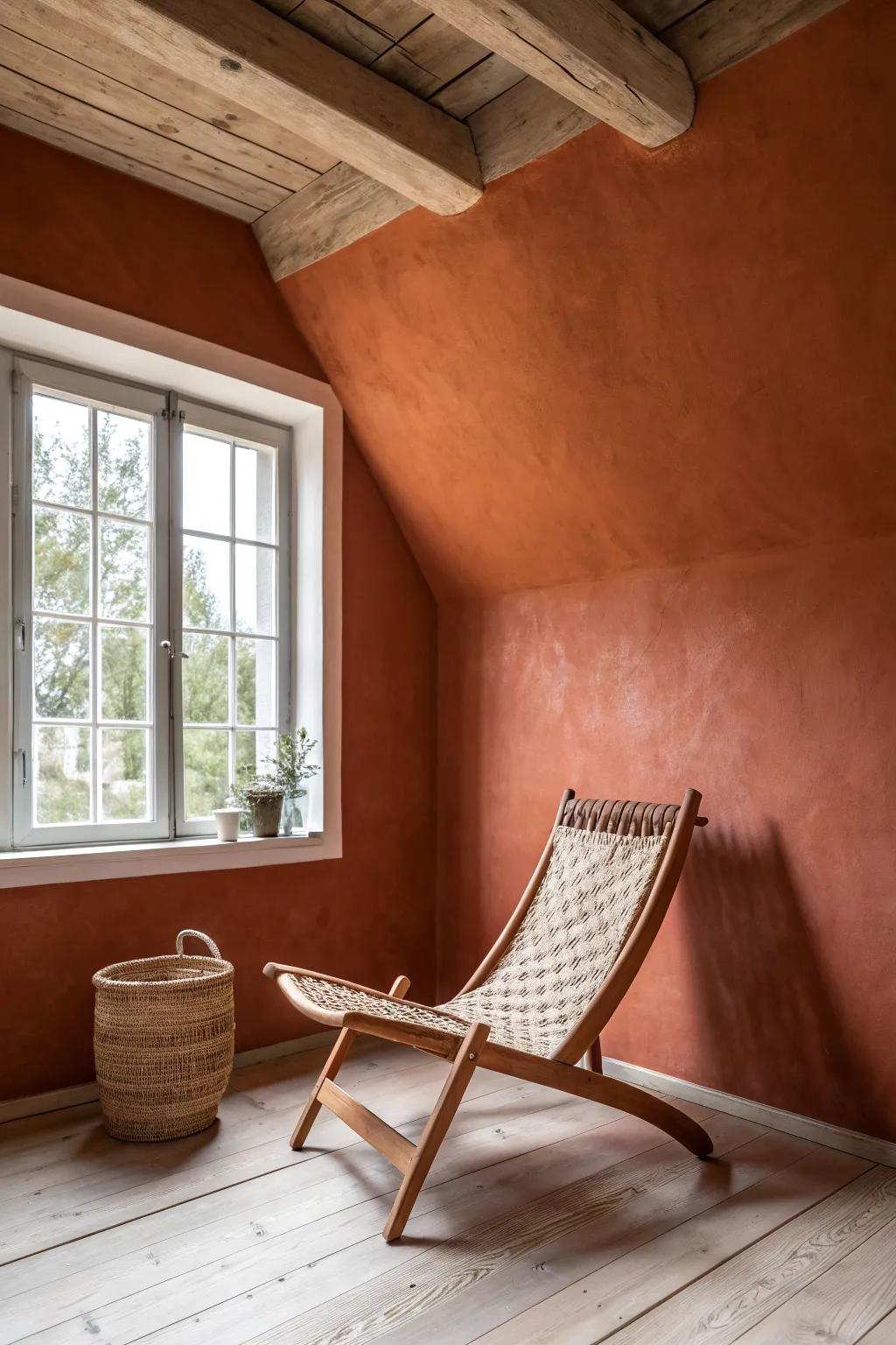 Same-color walls and ceiling blur the edge—making a low bedroom feel taller instantly.