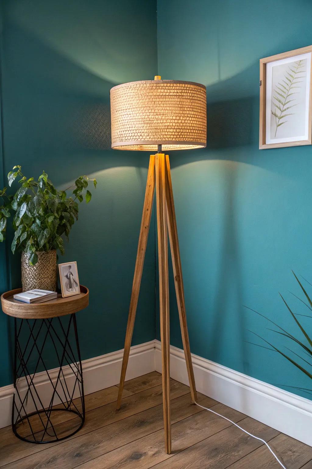 Trade harsh overheads for a warm floor lamp—instant cozy, layered light that feels expensive.