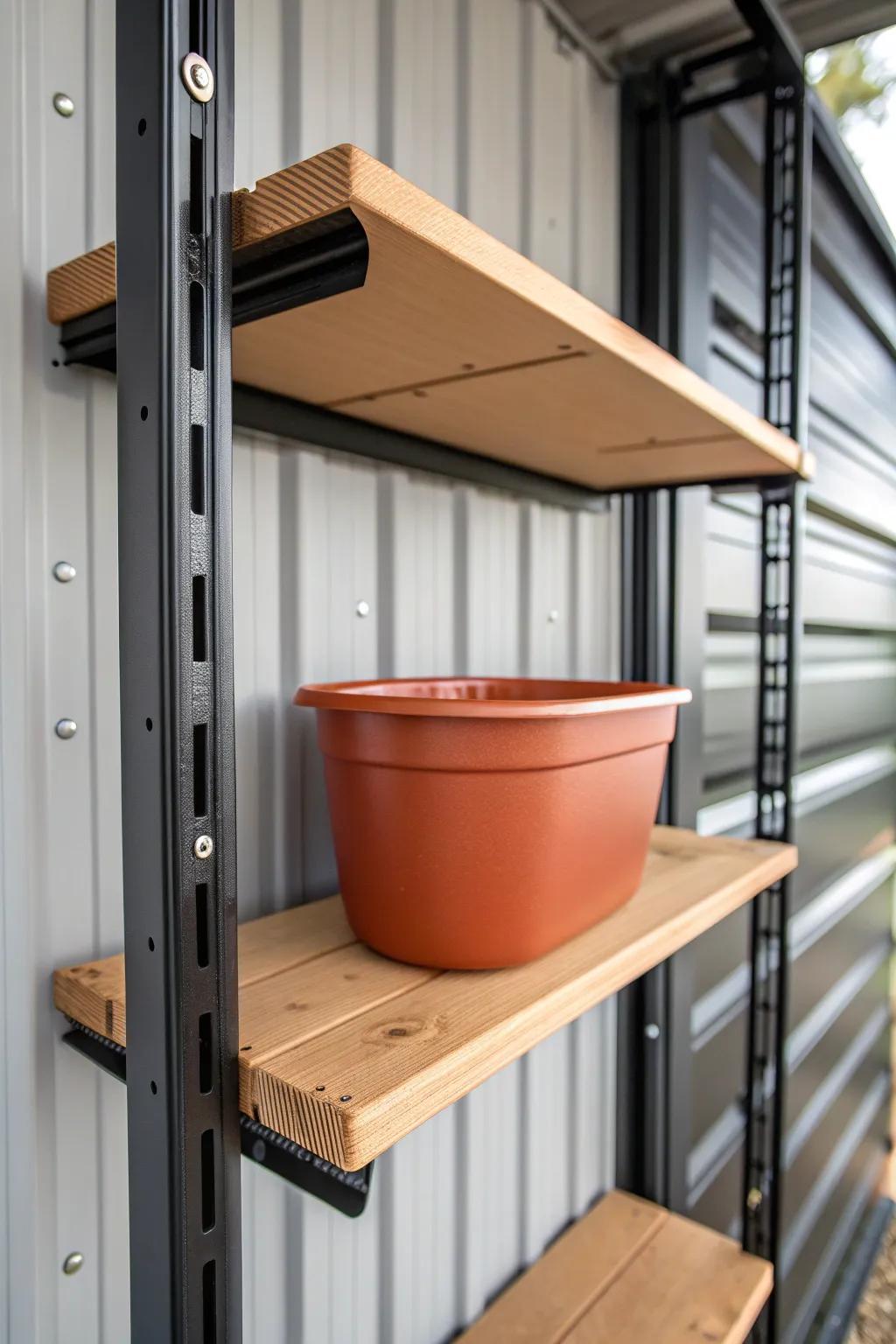 Adjustable wall-track shelving that shifts with seasons—clean, sturdy, and beautifully simple.