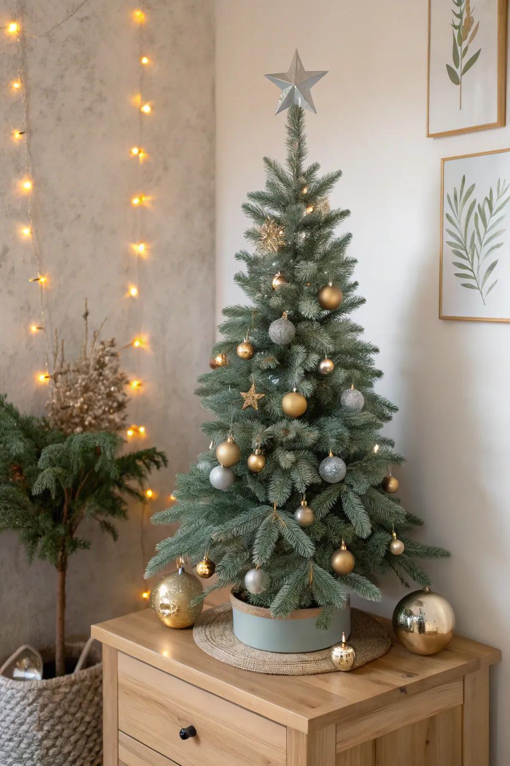 Gold + silver only: a minimalist tree that feels festive, intentional, and beautifully calm.