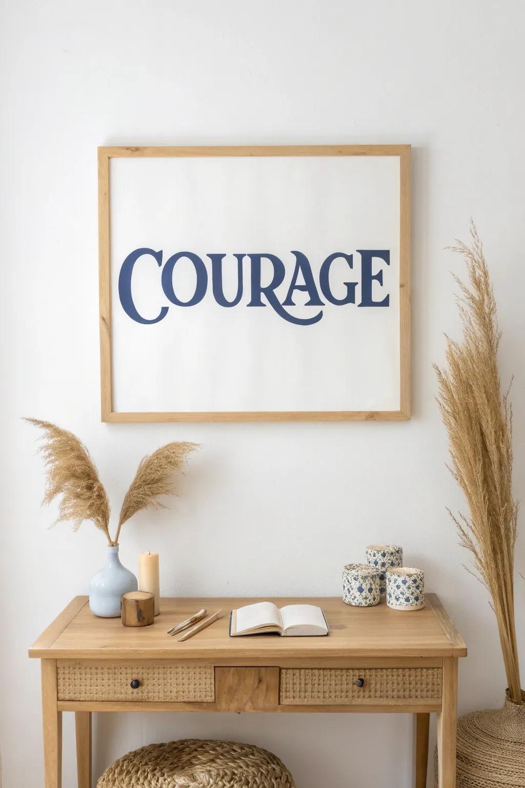 Embrace the power of simplicity with this 'Courage' poster, your daily dose of inspiration.