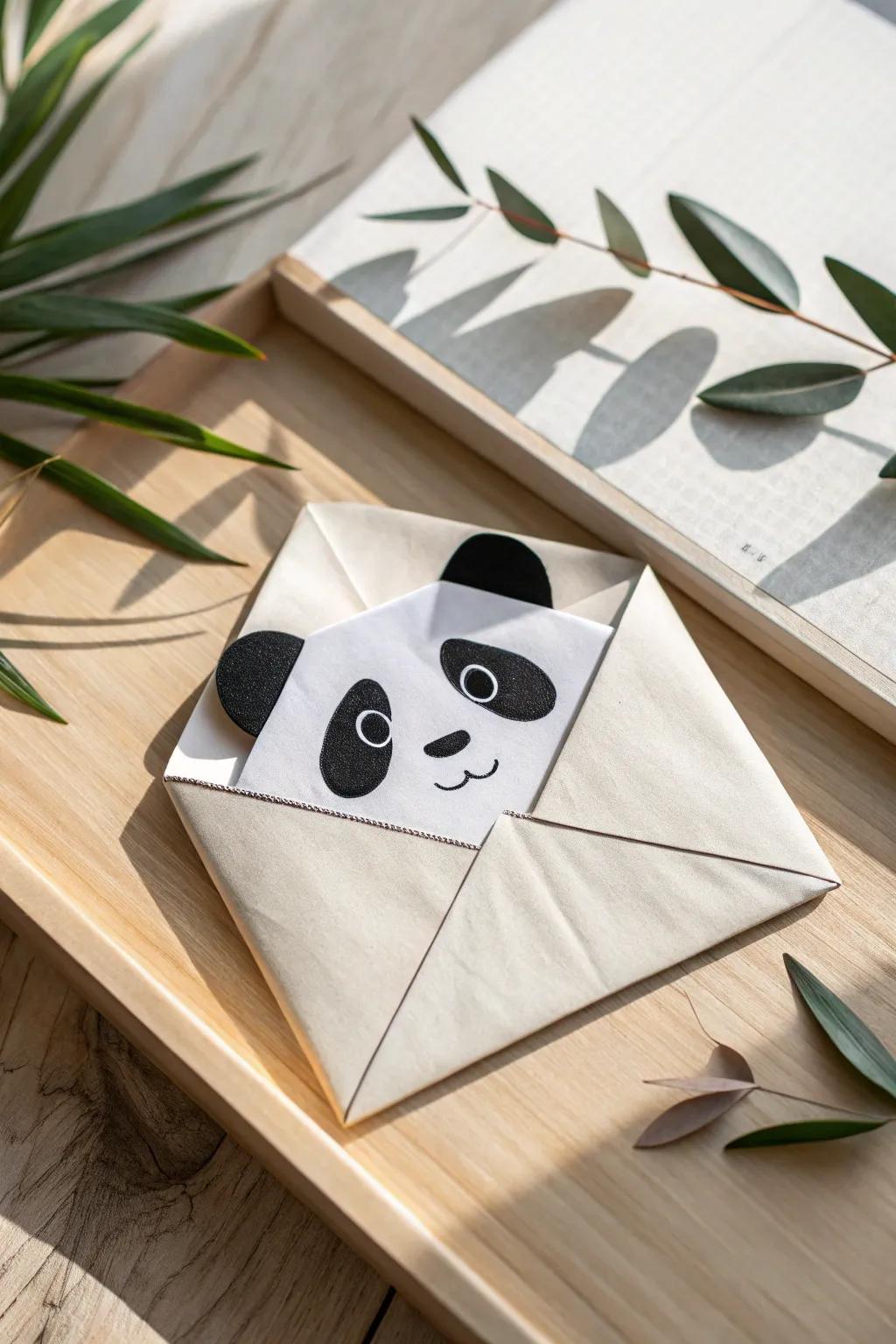 Charming Origami Art: This Panda Envelope Blends Minimalism with a Playful Twist 🌿✨