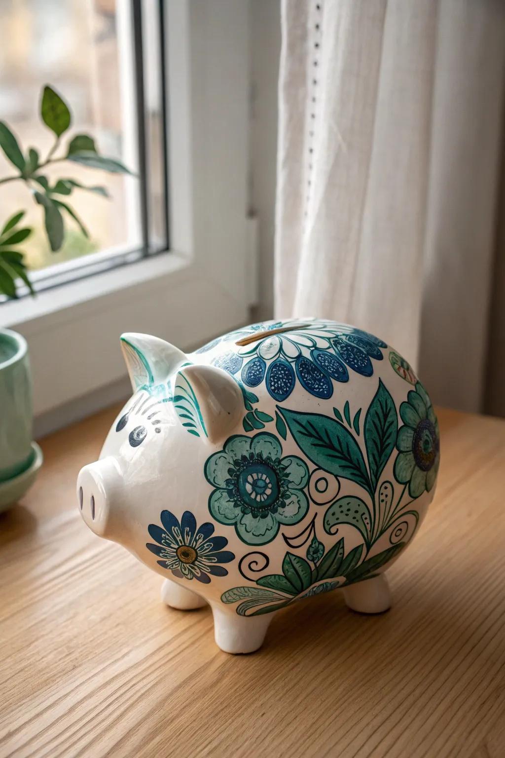 Transform your savings into art with a touch of floral charm.