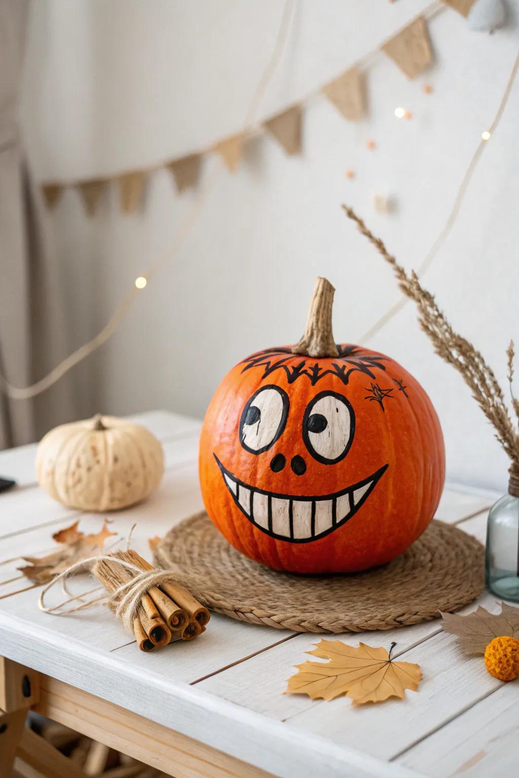 Add a splash of whimsy to your decor with this cheeky pumpkin face!