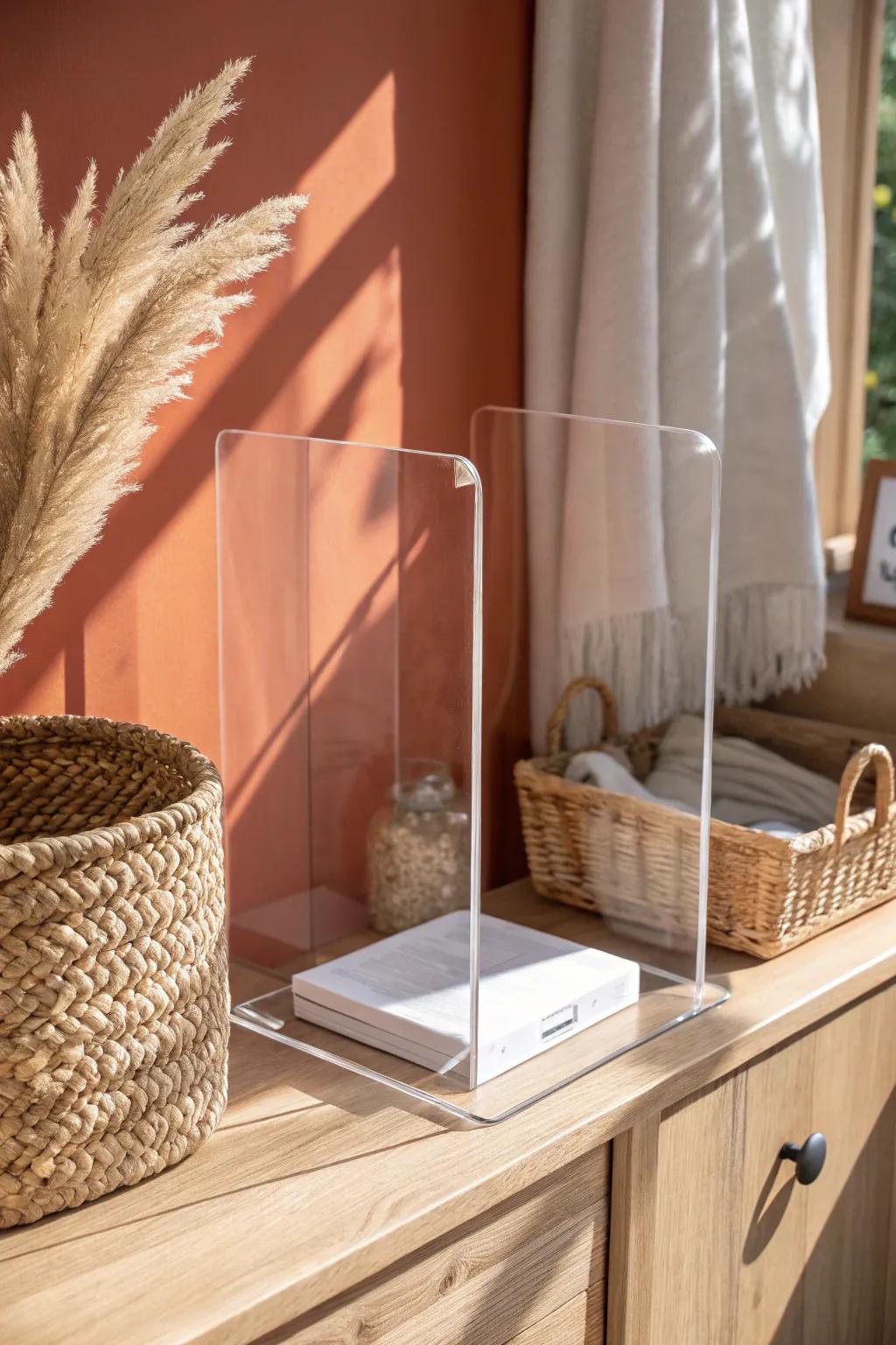 Clear shelf dividers create tidy “parking spots” so structured purses stay upright and flawless.