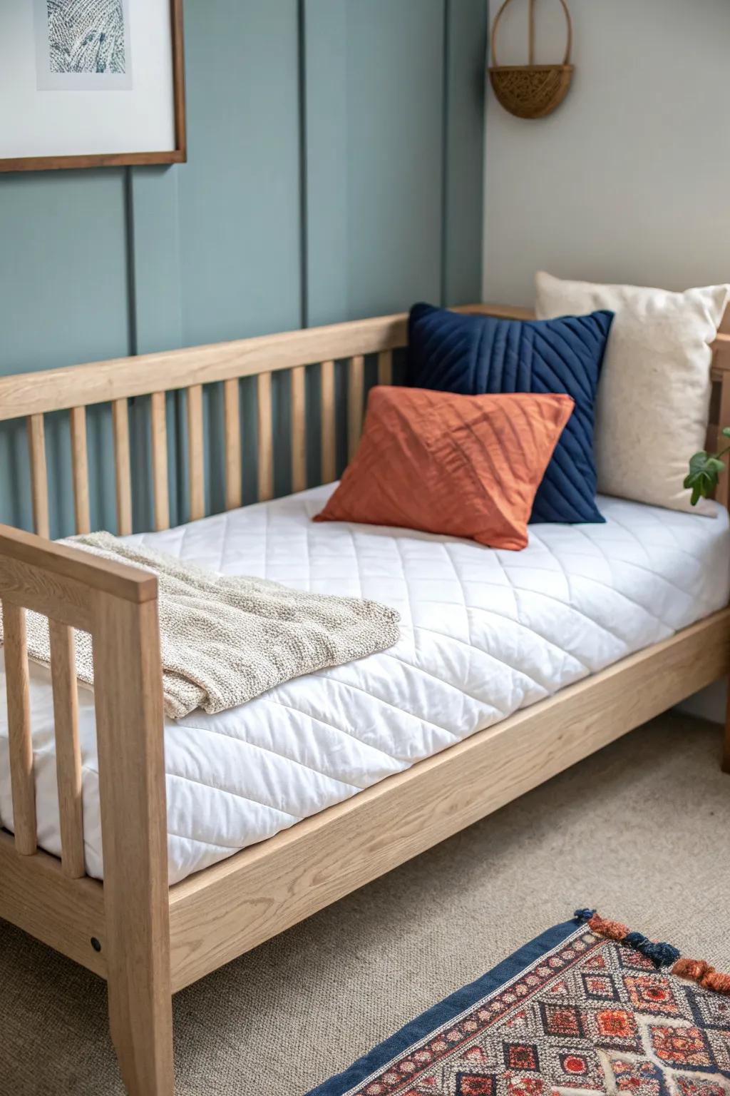 Nursery daybed for real-life rest: a compact, cozy spot for midnight feeds and naps.