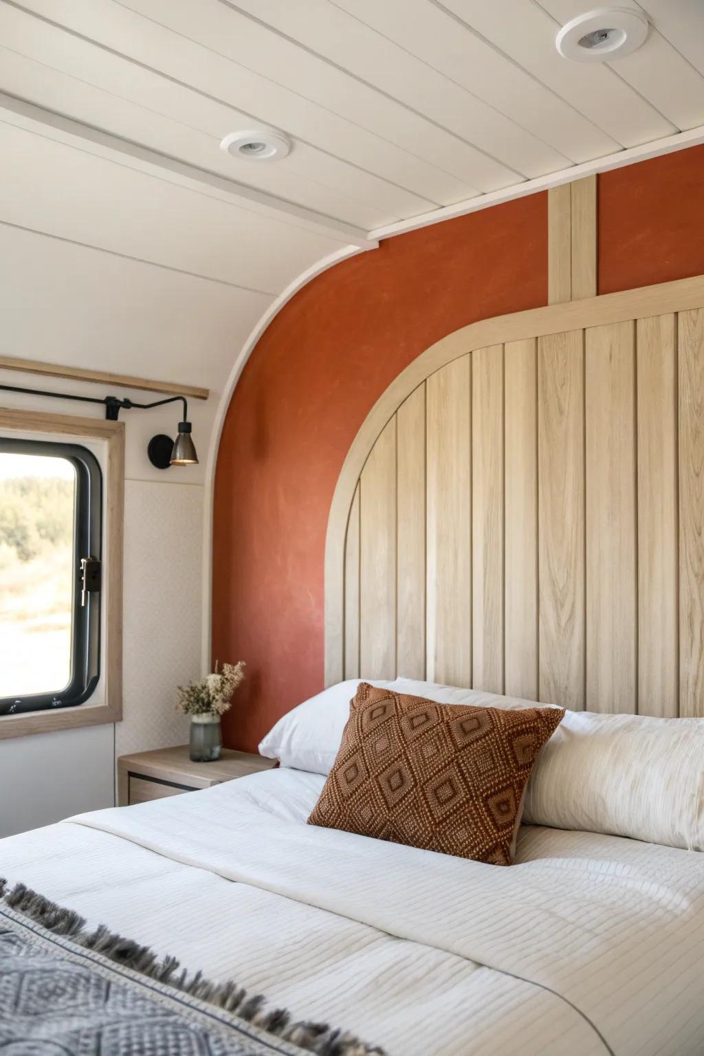 Turn your RV bed into a showstopper with a bold peel-and-stick headboard wall in minutes.