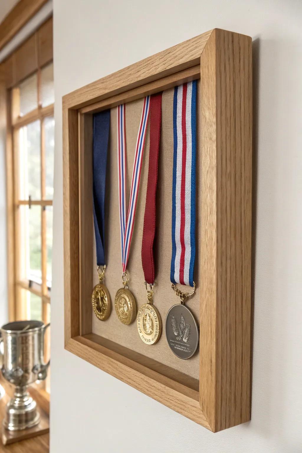 Celebrate every achievement with elegance and style. 🌟 #MedalShowcase #MinimalistDecor