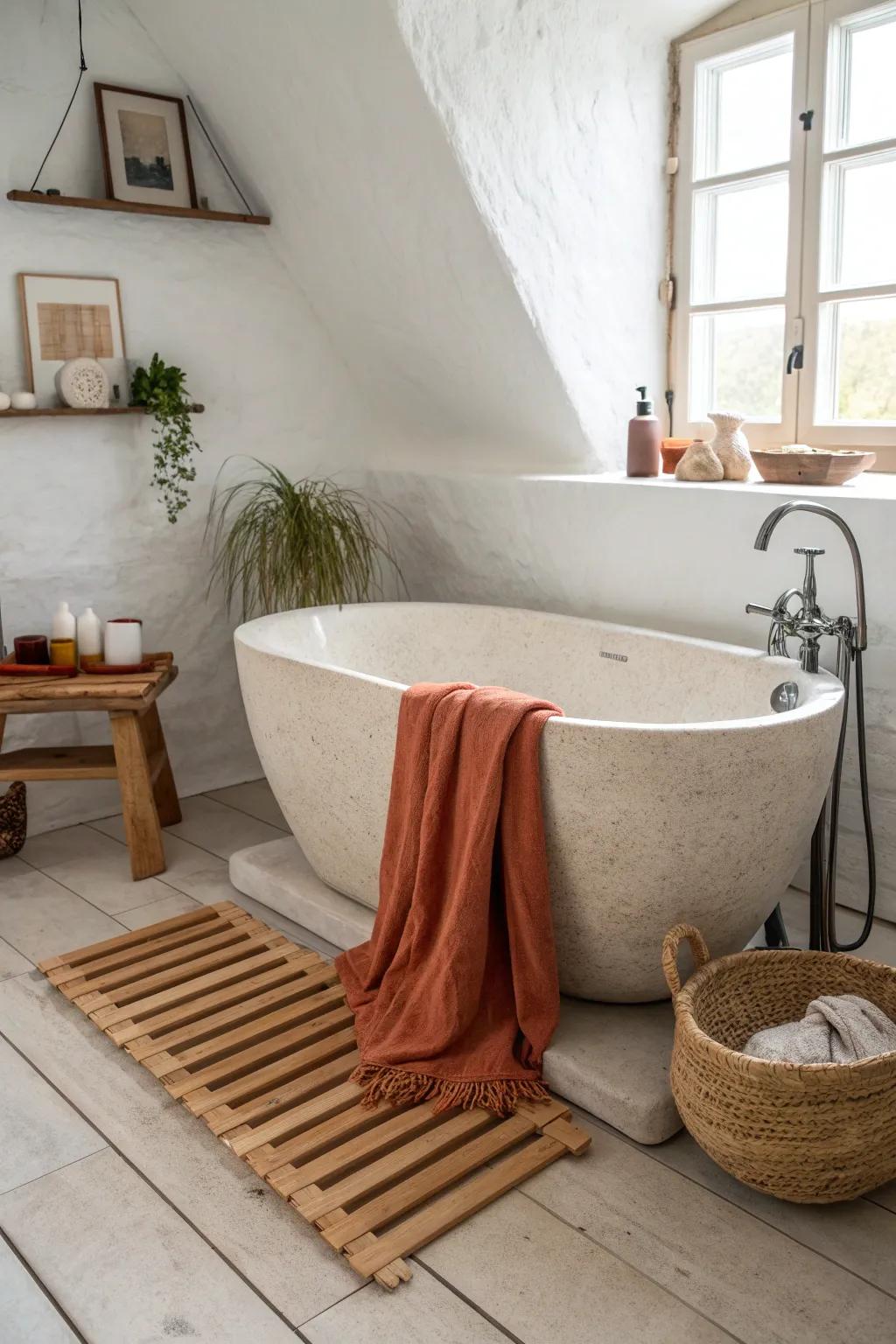 Deep-soak luxury in a small footprint—spa vibes for the tiniest bathroom.