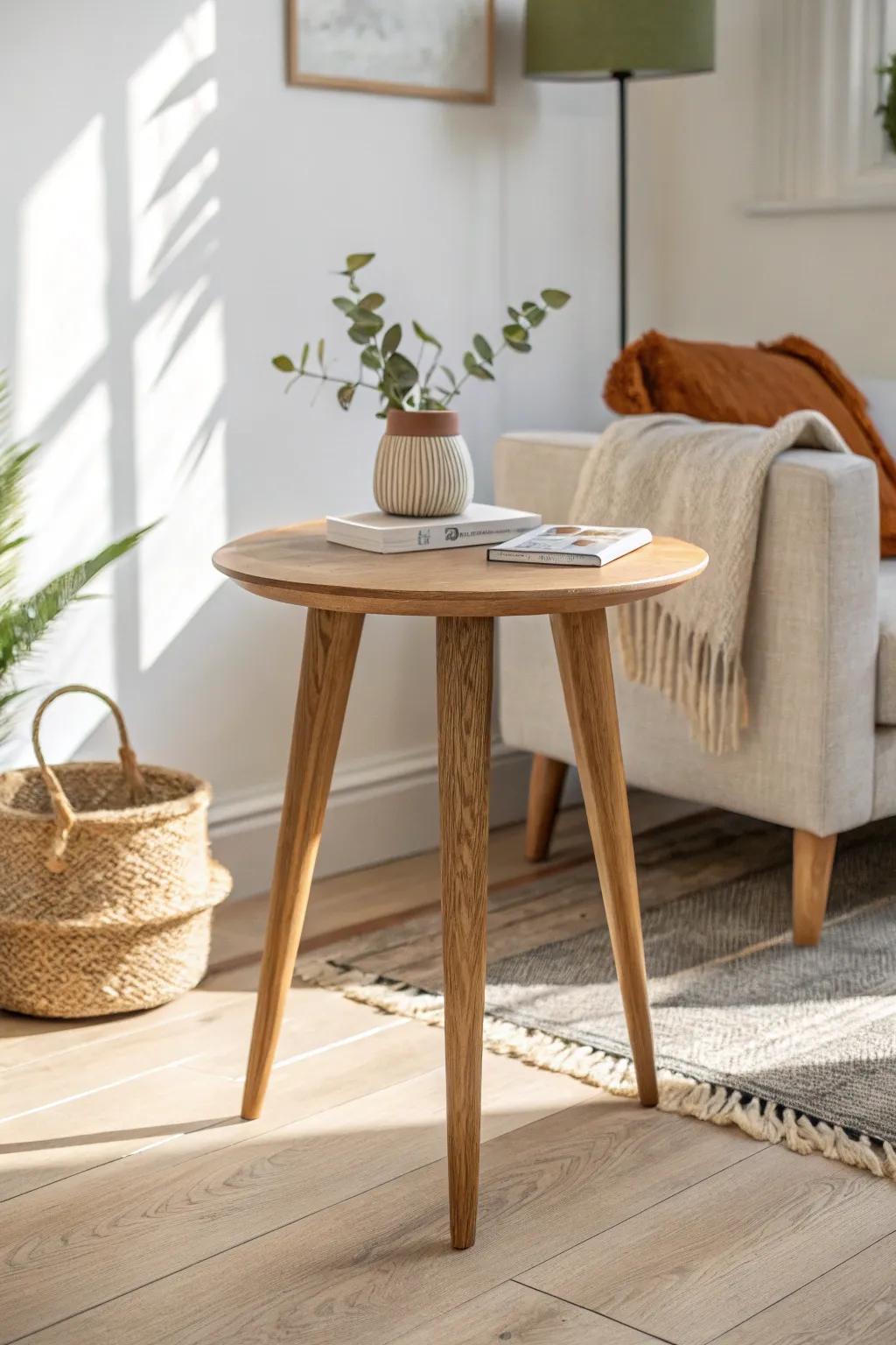 Airy furniture with legs opens the floor—swap heavy bases for instant small-space lightness.