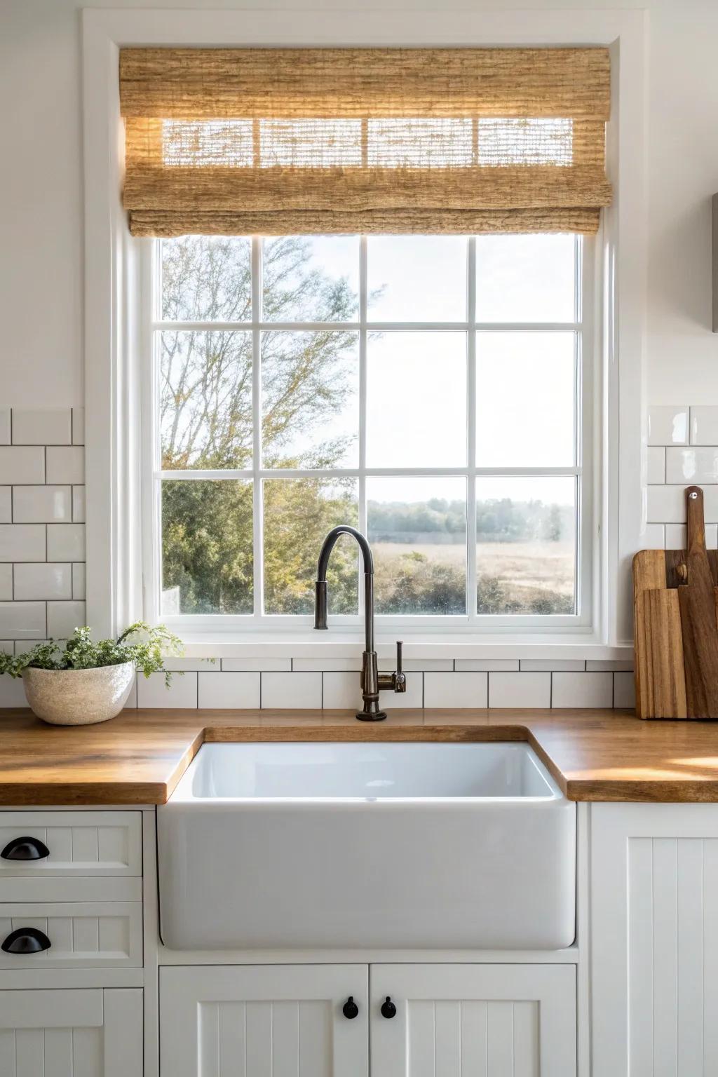 Put your sink under the window for bright, airy cleanup—daylight makes small kitchens feel bigger.