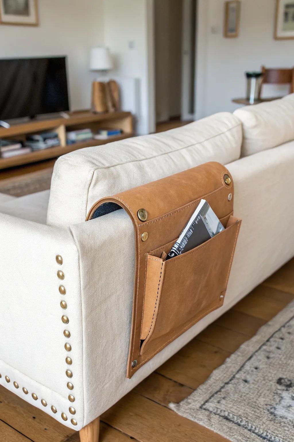 Keep the entry-to-sofa path clear—smart accessories add function without blocking flow.