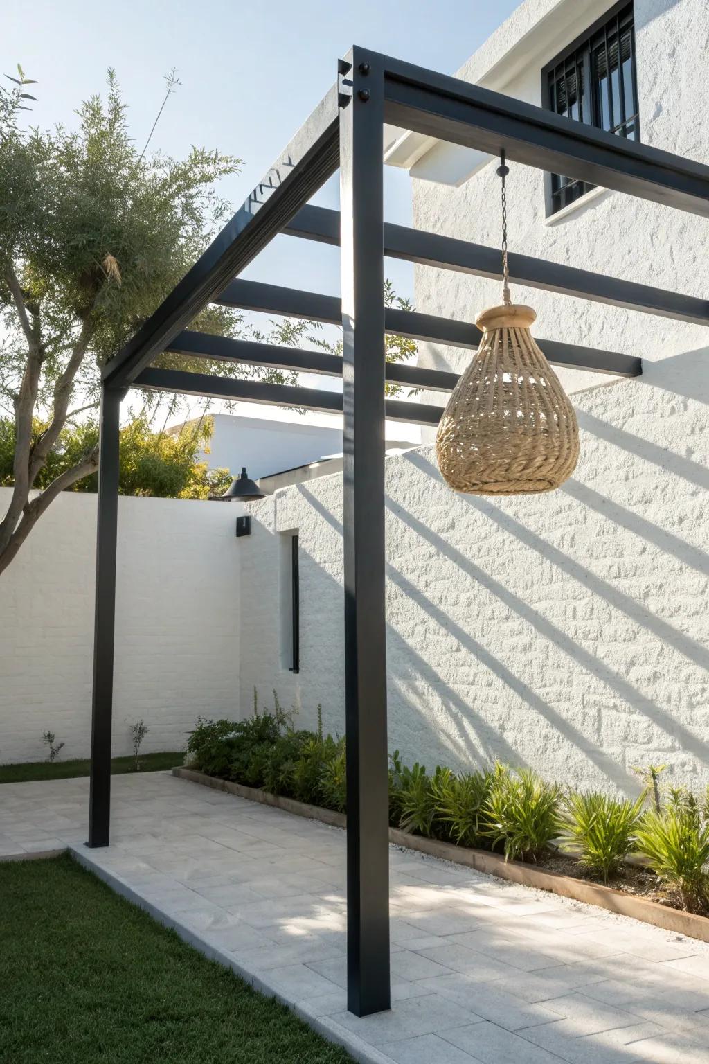 Minimal modern pergola lines that make a small patio feel bigger—clean, airy, and bold.
