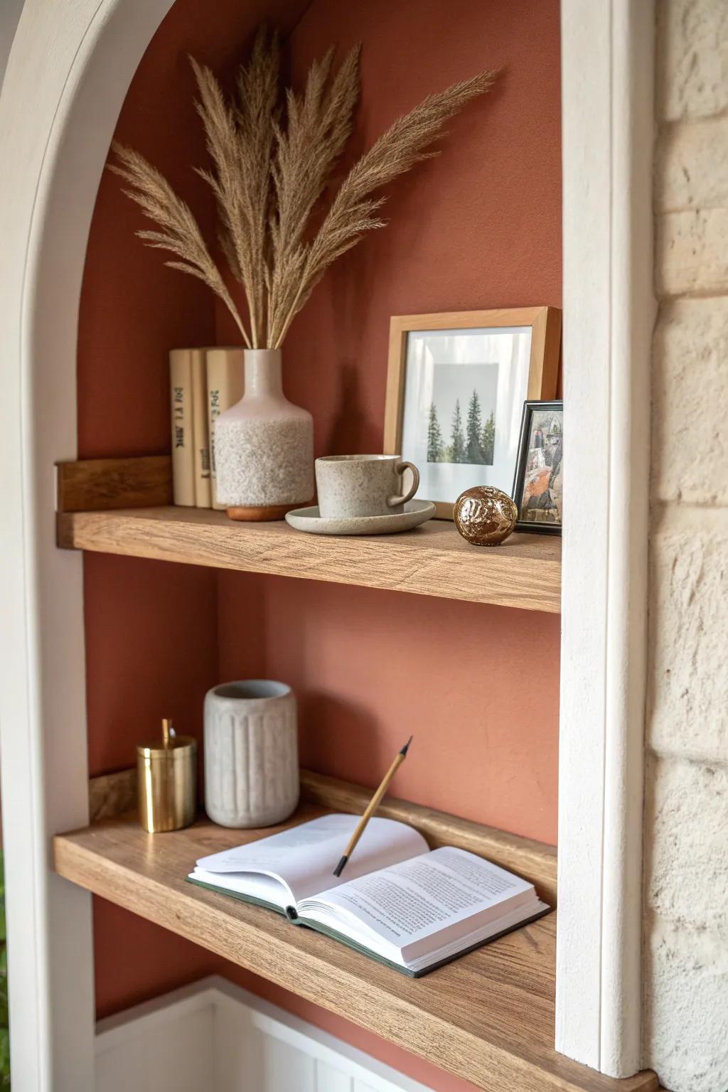 A slim floating shelf altar keeps your prayer closet essentials visible, calm, and ready daily.