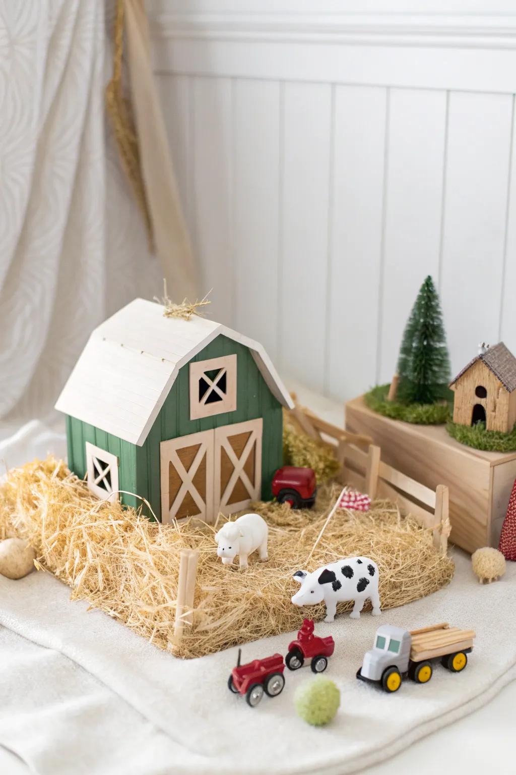 Step into a world of Farmyard Fun with this charming minimalist play setup, where simplicity meets the enchanting essence of rural life.