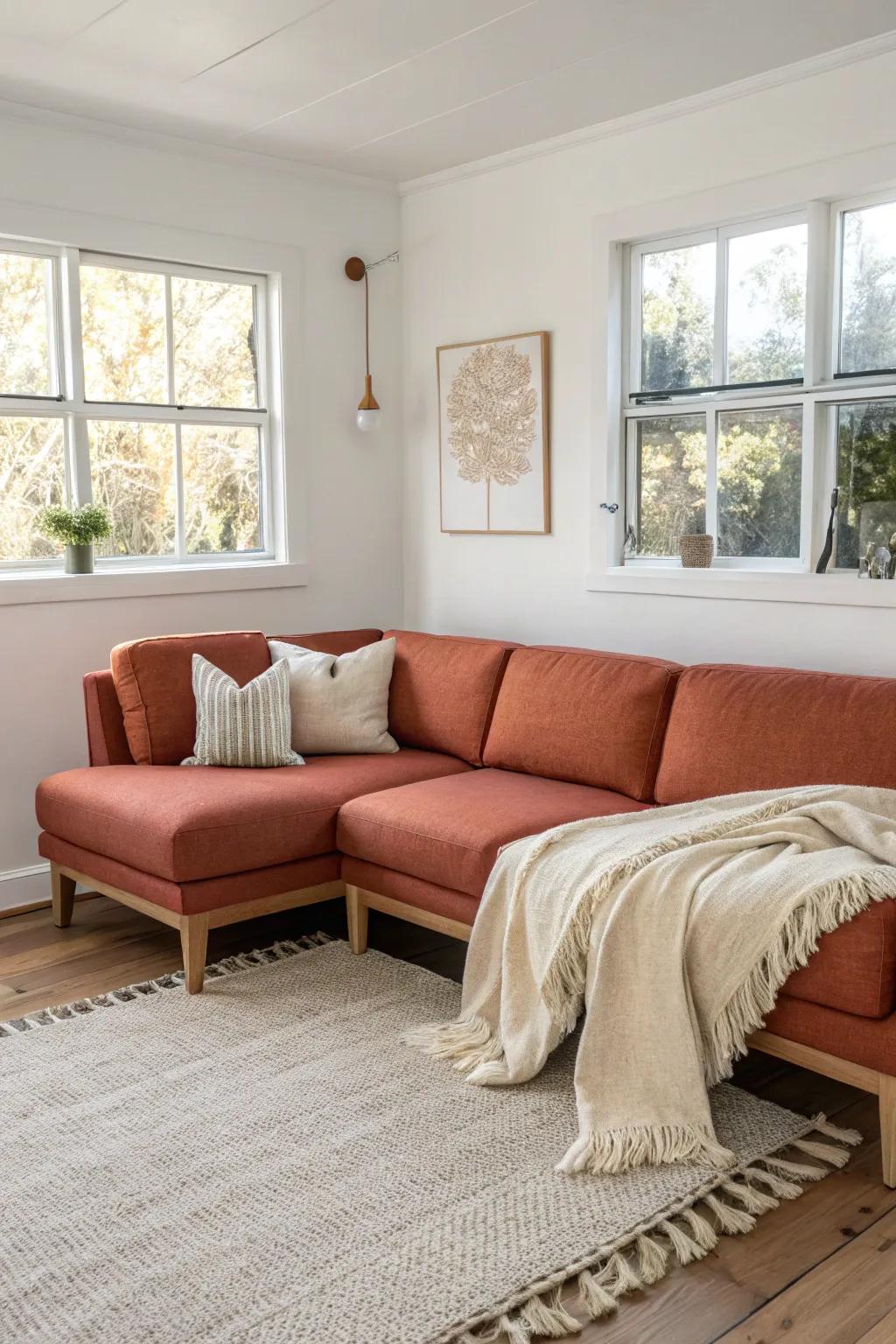 Corner L-shaped sectional: maximum seating with a clean, flexible square-room layout.