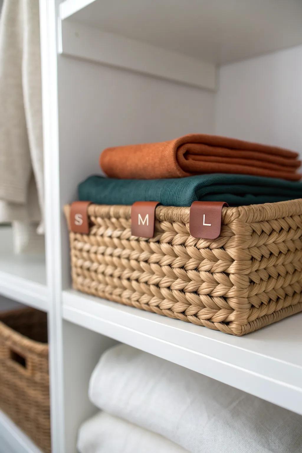 Store tablecloths by size—S/M/L dividers keep your closet shelf tidy and grab-and-go.