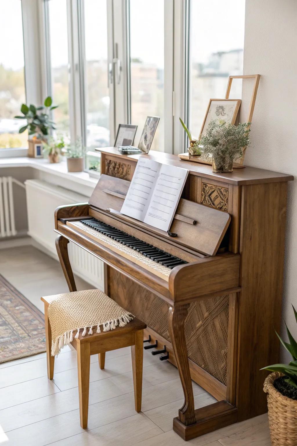 Transform your workspace with a piano desk that blends artistry and functionality, perfect for sparking creativity.