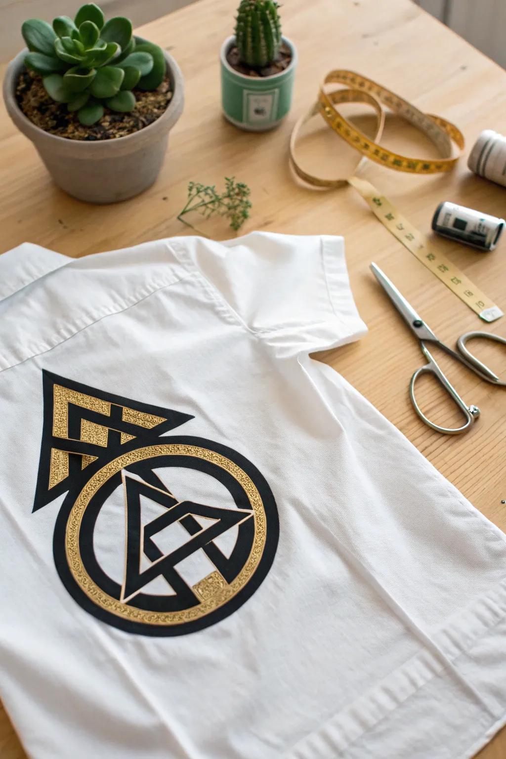 Elevate your style with a chic geometric monogram shirt, where bold shapes meet minimalist elegance.