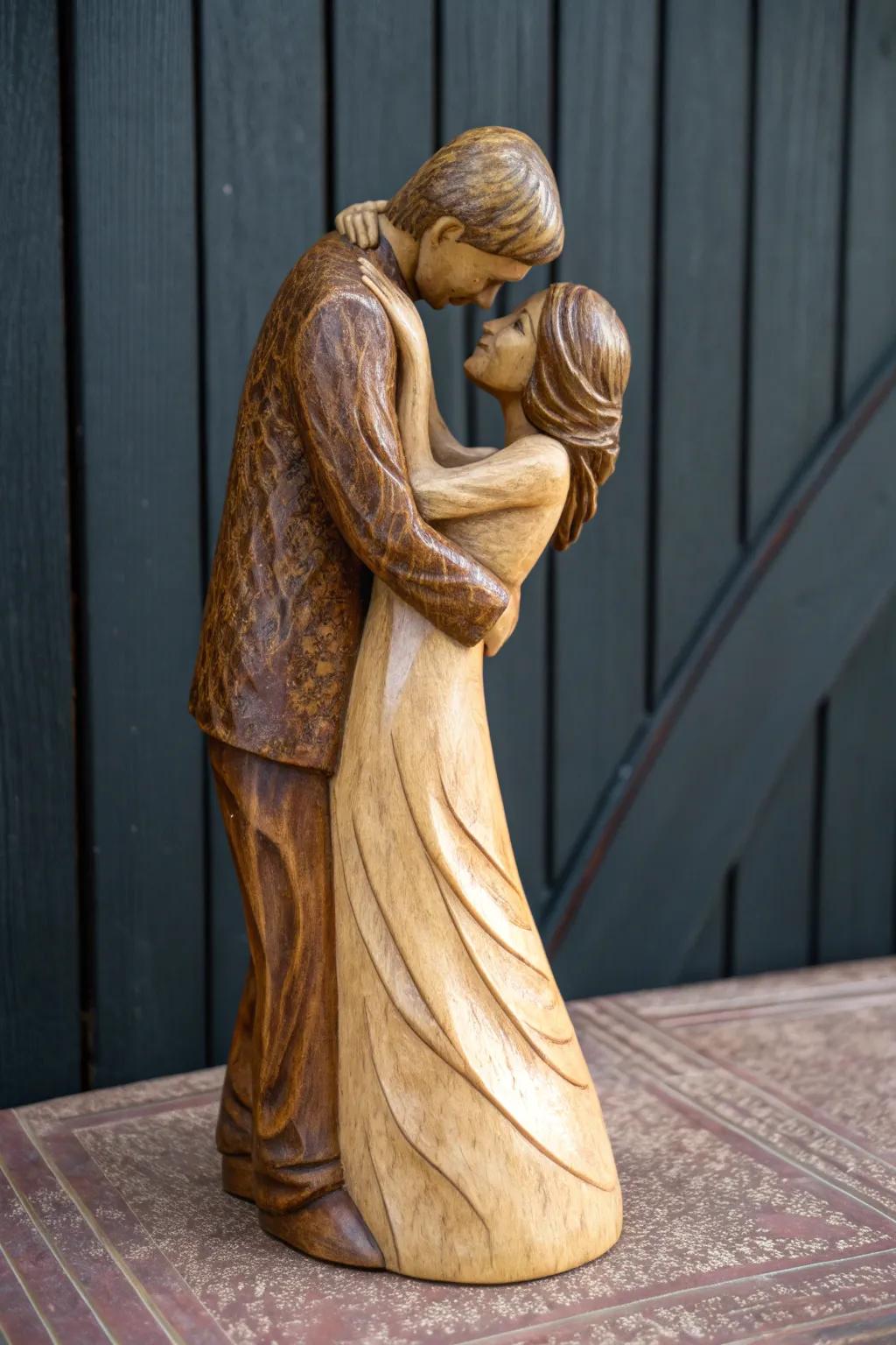 Celebrate love through the art of wood carving: a timeless gift for cherished moments.