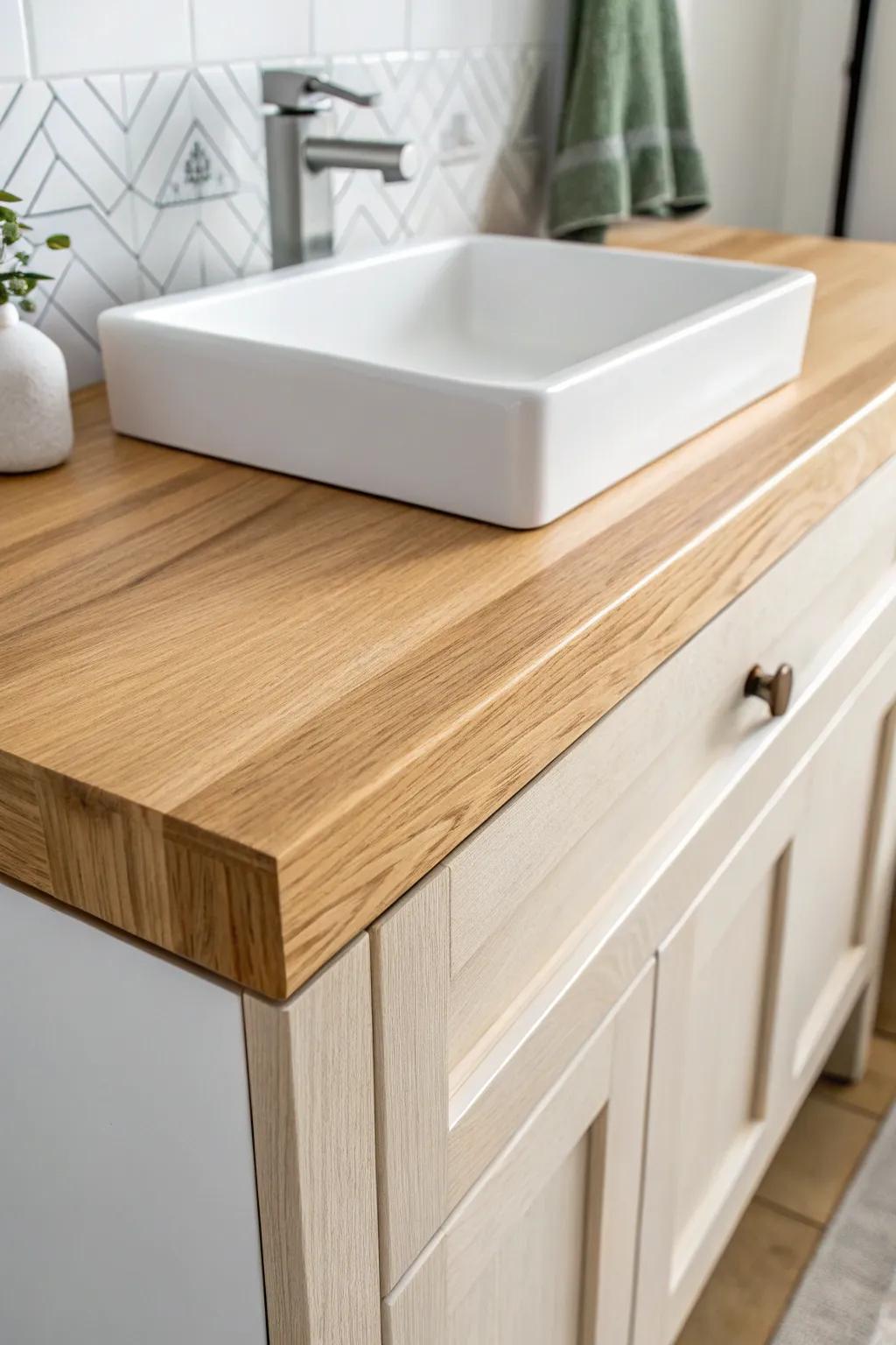 Bridge the 5-inch gap with a wider countertop extension for extra landing space and style.