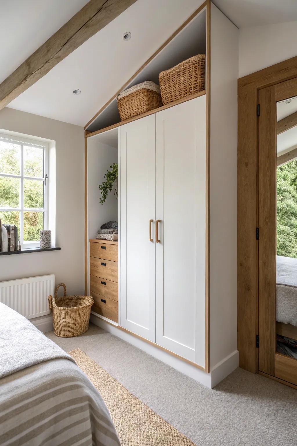 An alcove wardrobe that turns an awkward niche into seamless, made-to-measure storage.