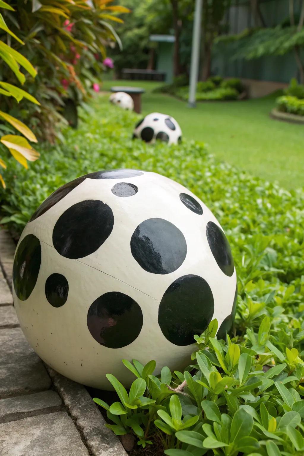 Transform your garden with this charming cow-themed bowling ball craft, bringing a touch of countryside whimsy to your outdoor space.