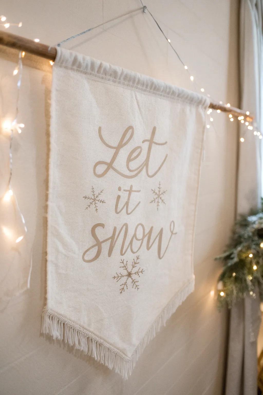 Add a touch of handcrafted elegance to your holiday decor with a simple yet stunning fabric banner. #ScandinavianStyle #DIYChristmasDecor