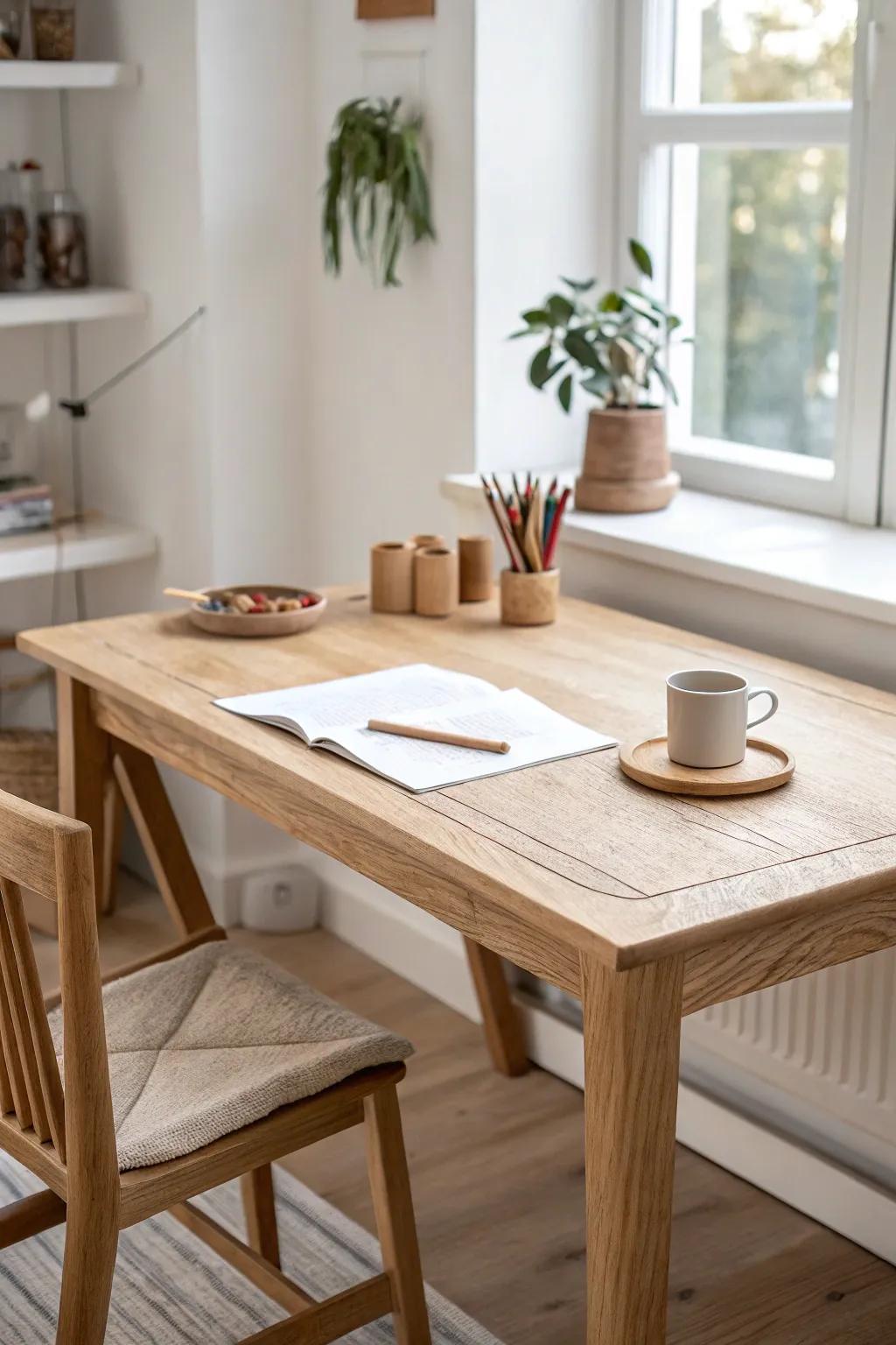 A shared work-together station: a kids craft table that keeps little hands busy beside you.