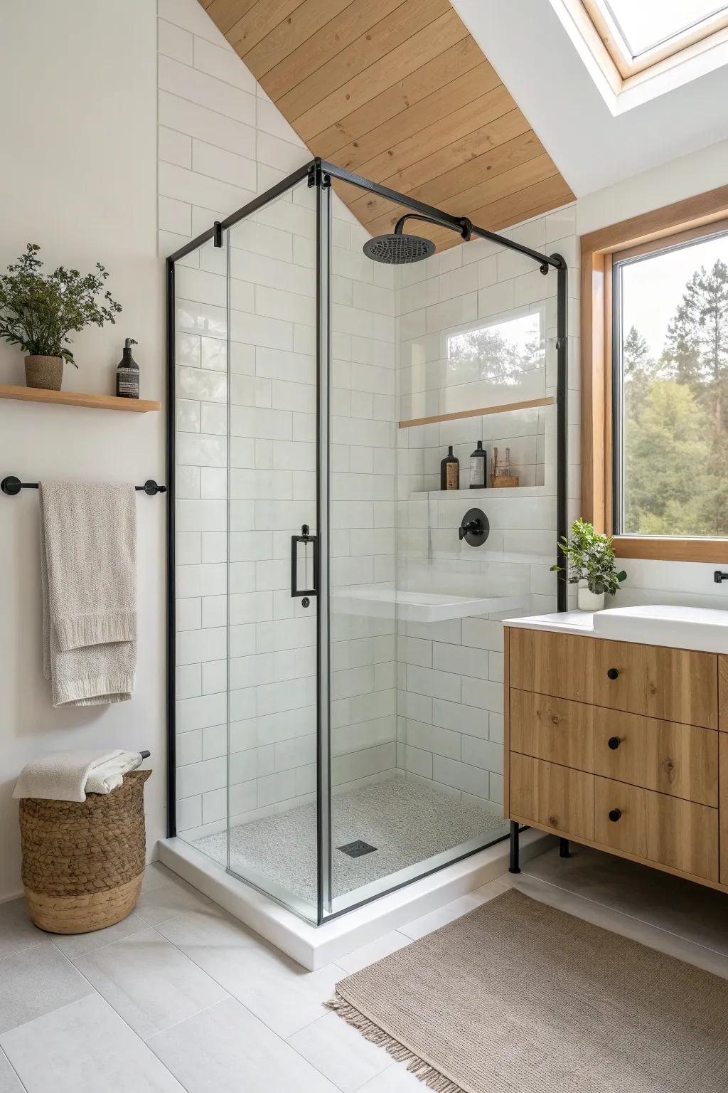 Swap the swing door for a sleek sliding panel—more clearance, less chaos in tiny bathrooms.