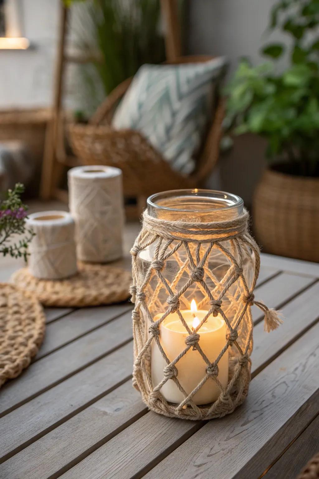 Illuminate your evenings with the natural charm of upcycled jar lanterns.