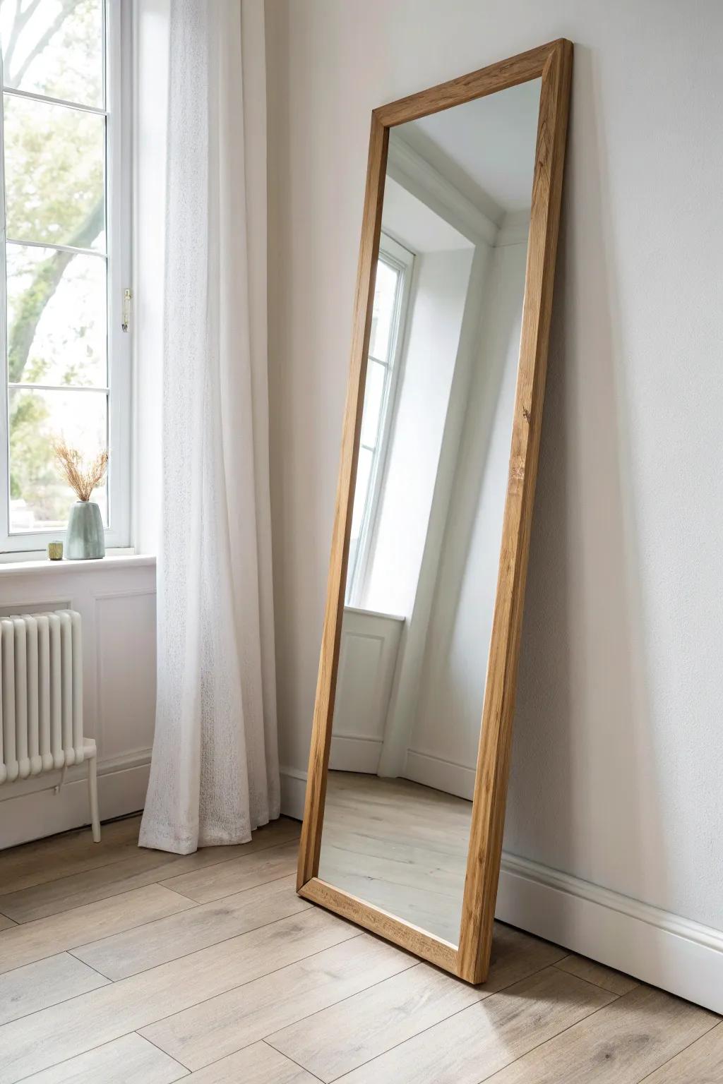 Lean a full-length mirror for effortless drama—adds depth and light to the smallest corners.