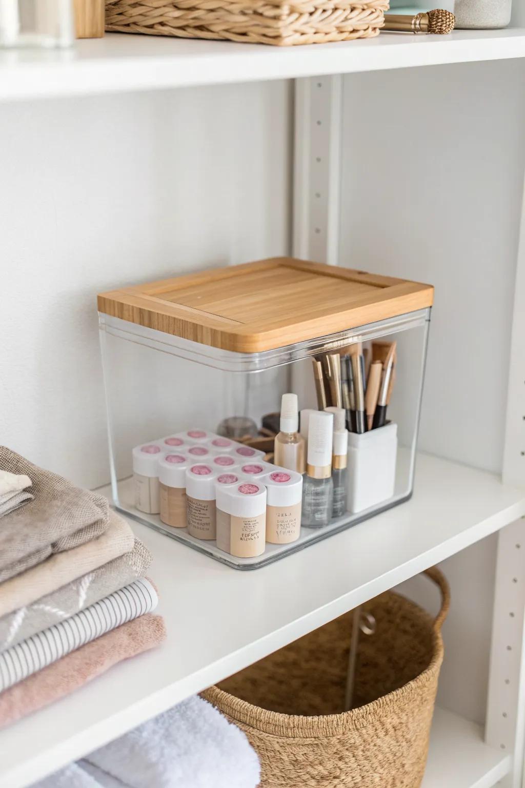 Keep every diamond painting kit together in one lidded bin—easy to stash and grab anytime.