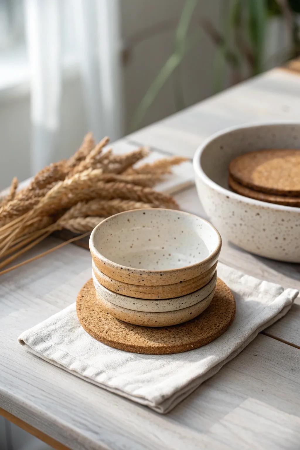 Keep coasters tidy and beautiful—stack them in a small bowl so they’re always within reach.
