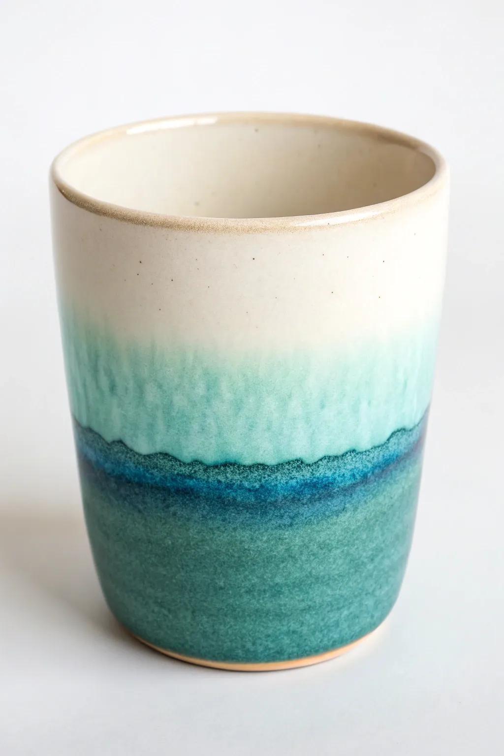 Elevate your drinkware with this serene ocean-inspired gradient cup, where craftsmanship meets minimalist elegance.