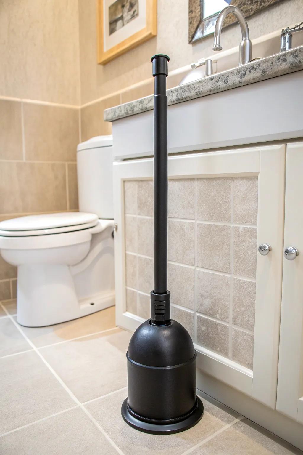 Transform your bathroom with this sleek DIY PVC plunger holder—minimalism meets function!