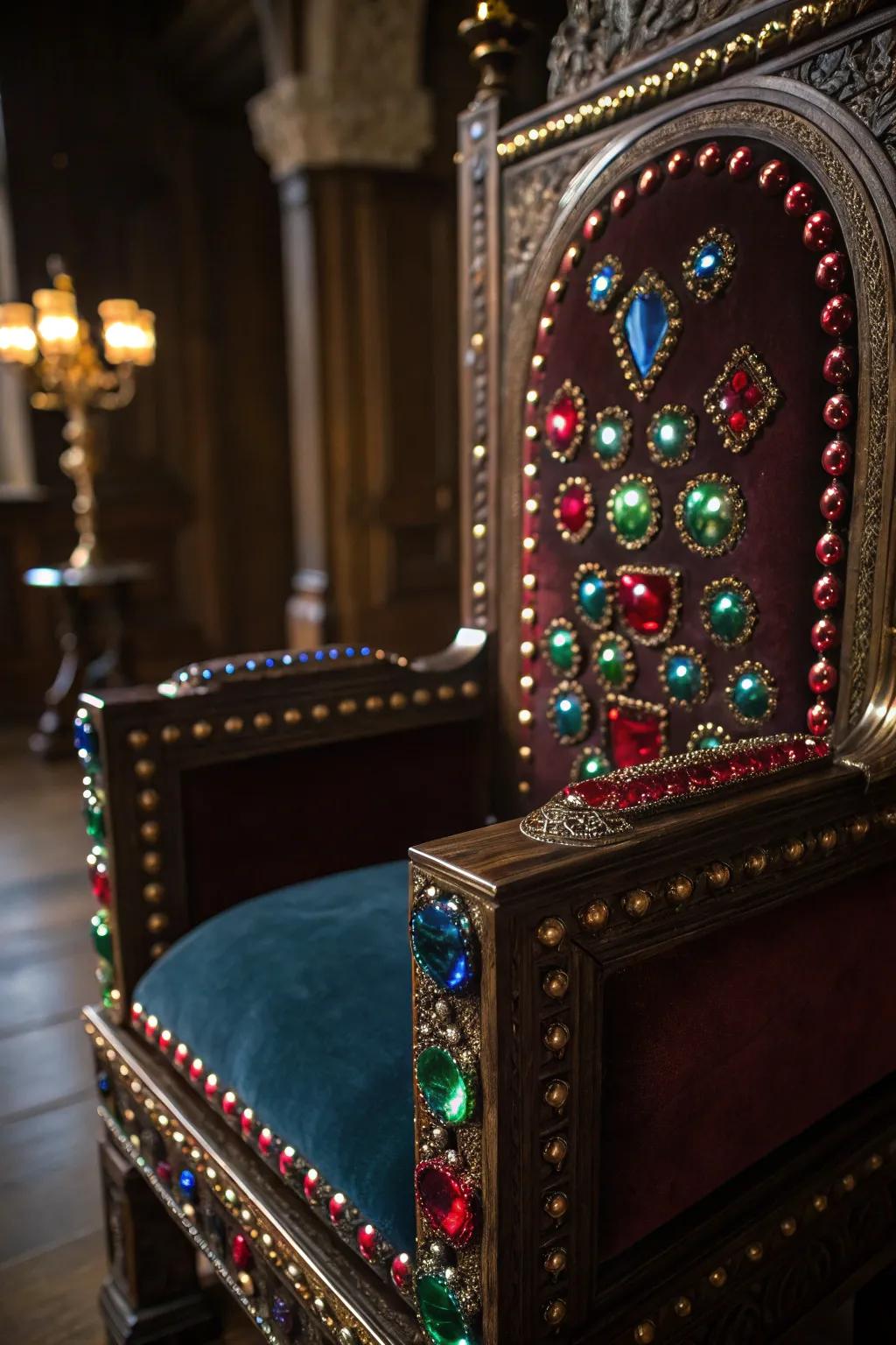 Add a touch of royal sparkle to your throne chair with these bejeweled accents. Perfect for those who appreciate a bit of bling in their decor.